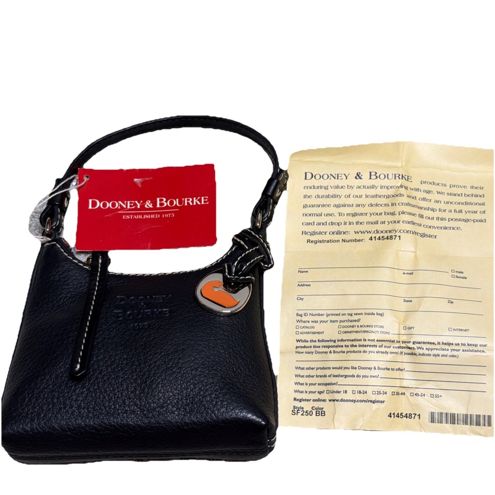 NWT Dooney & Bourke‎ Bitsy Black Pebbled Leather Bag Retired (SF250BB) W/ charm